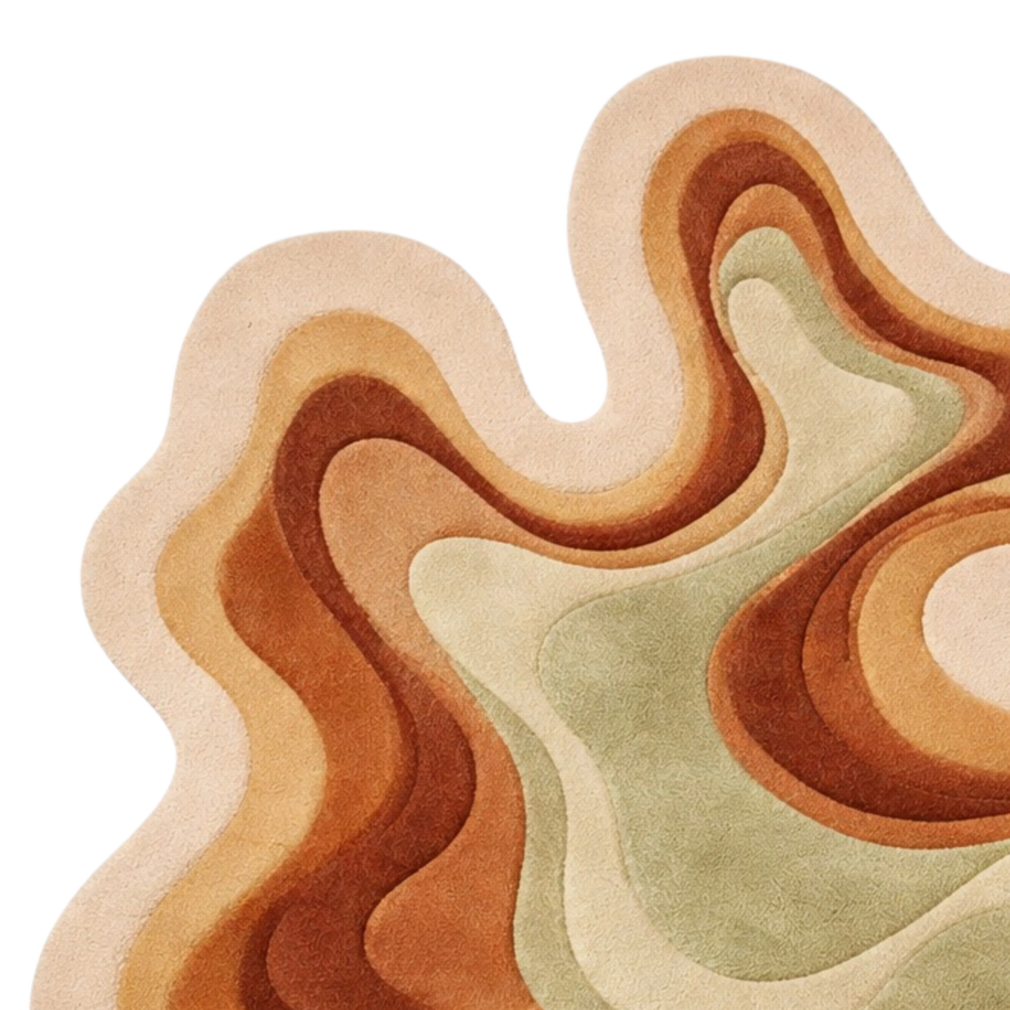 Contemporary hand-tufted wool area rug with topographic pattern and soft curved edges