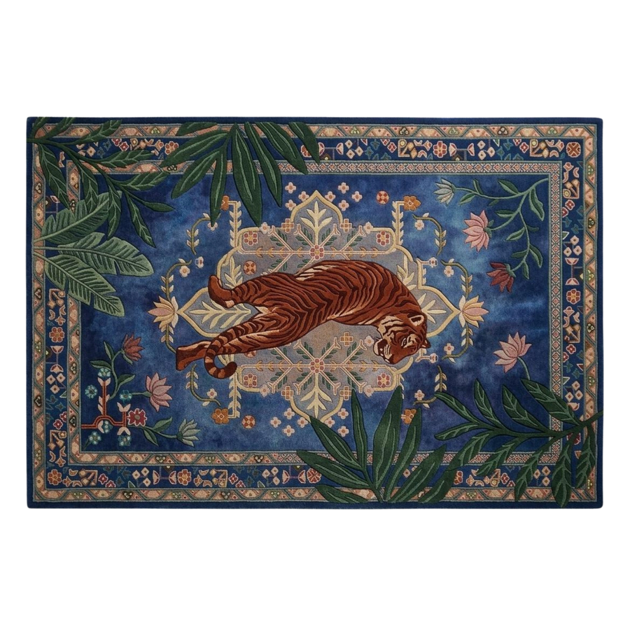 Blue Tiger Botanical Luxury Hand-Tufted Wool Area Rug