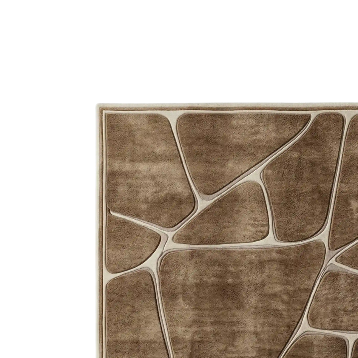 Brown Abstract Border Hand-Tufted Wool Area Rug