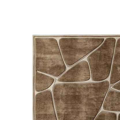 Brown Abstract Border Hand-Tufted Wool Area Rug