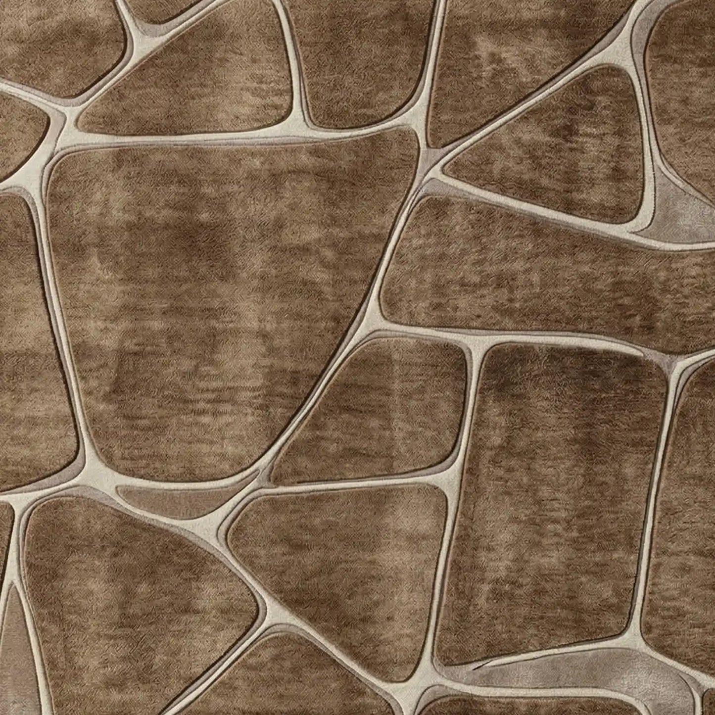 Brown Abstract Border Hand-Tufted Wool Area Rug