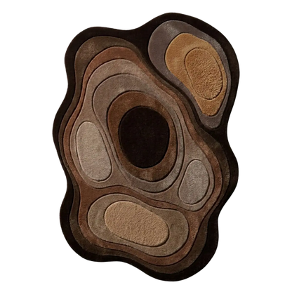 Brown Organic Contour Irregular Hand-Tufted Wool Area Rug