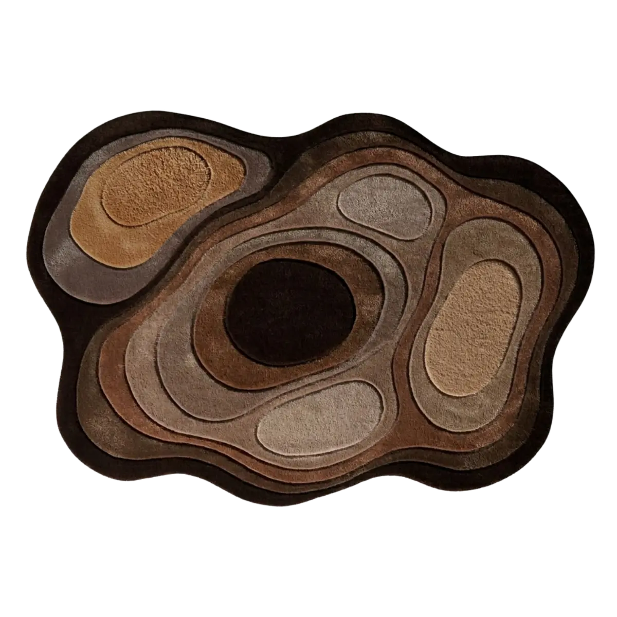 Brown Organic Contour Irregular Hand-Tufted Wool Area Rug