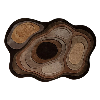 Brown Organic Contour Irregular Hand-Tufted Wool Area Rug