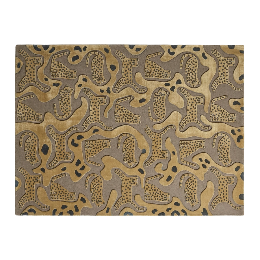 Brown and Beige Leopard Pattern Hand-Tufted Wool Area Rug