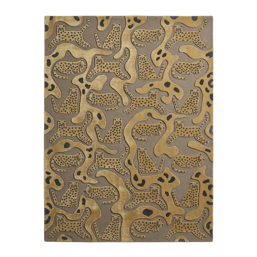 Brown and Beige Leopard Pattern Hand-Tufted Wool Area Rug