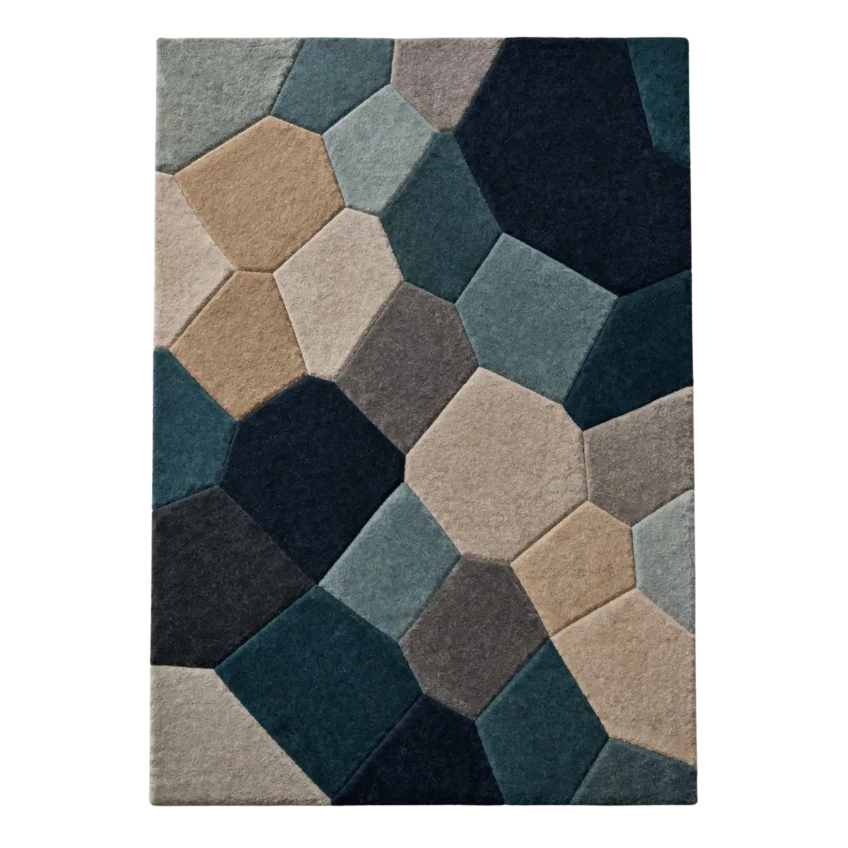 Multicolor Hexa Fusion Geometric Hand-Tufted Wool Area Rug