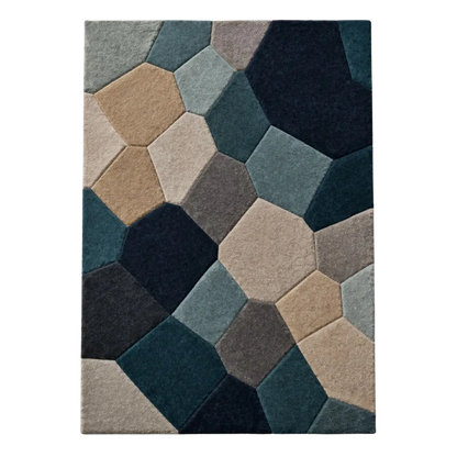 Multicolor Hexa Fusion Geometric Hand-Tufted Wool Area Rug
