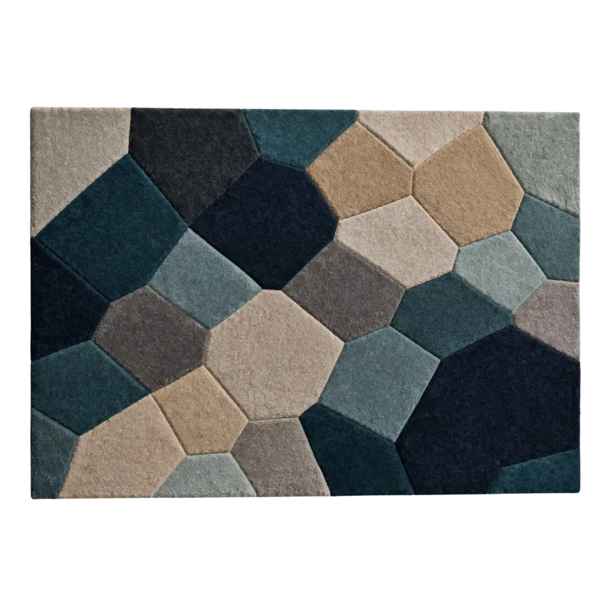 Multicolor Hexa Fusion Geometric Hand-Tufted Wool Area Rug