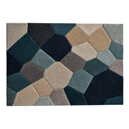 Multicolor Hexa Fusion Geometric Hand-Tufted Wool Area Rug