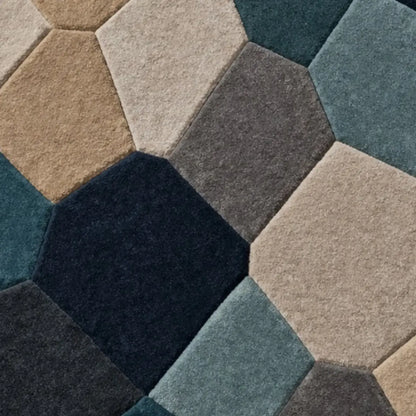 Multicolor Hexa Fusion Geometric Hand-Tufted Wool Area Rug
