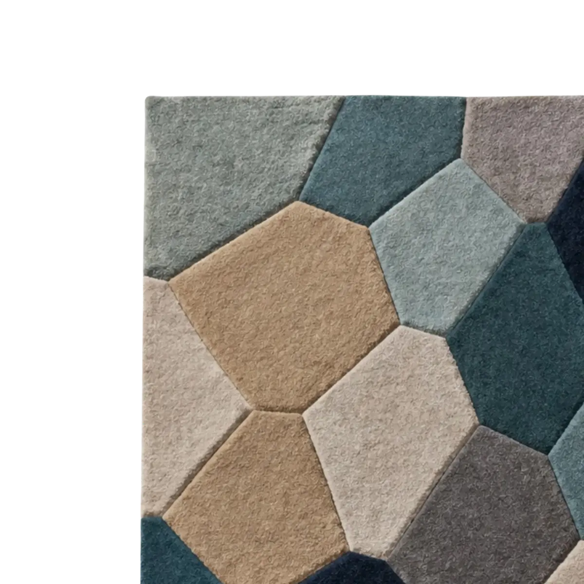 Multicolor Hexa Fusion Geometric Hand-Tufted Wool Area Rug