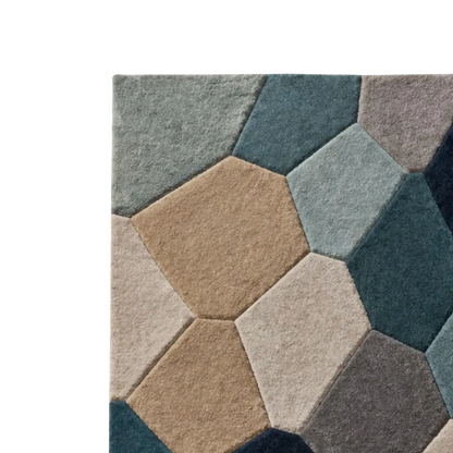 Multicolor Hexa Fusion Geometric Hand-Tufted Wool Area Rug