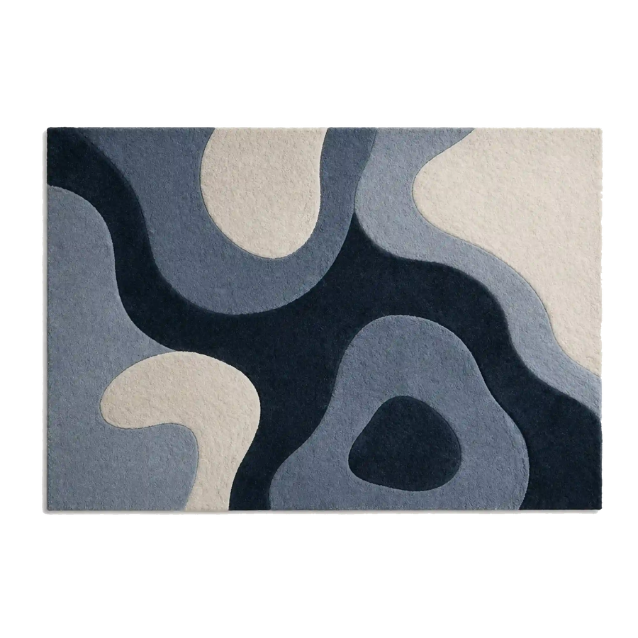 Gray, Charcoal and Ivory Abstract Organic Hand-Tufted Wool Area Rug