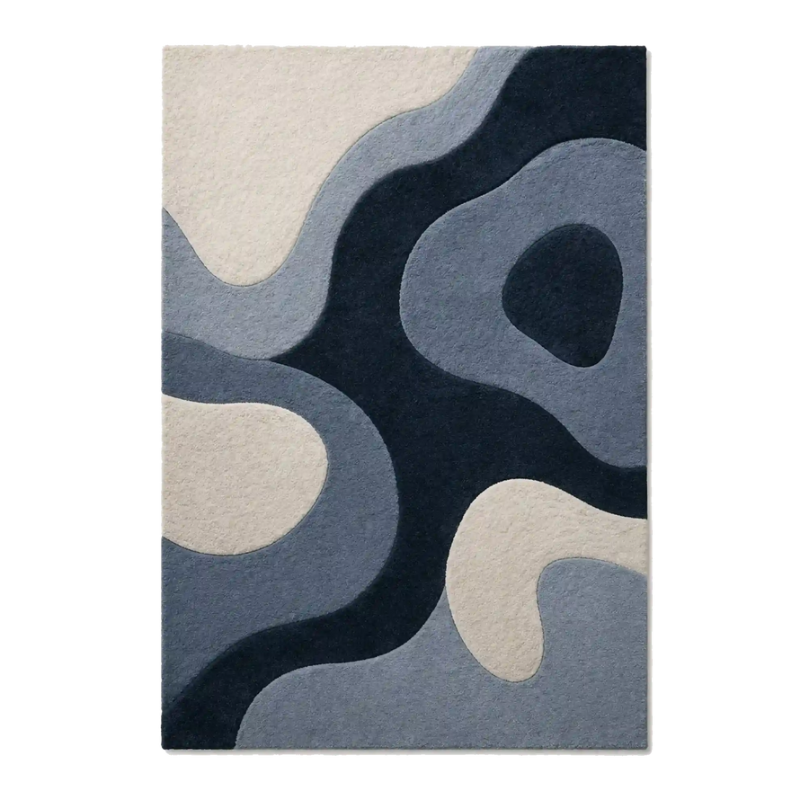 Gray, Charcoal and Ivory Abstract Organic Hand-Tufted Wool Area Rug