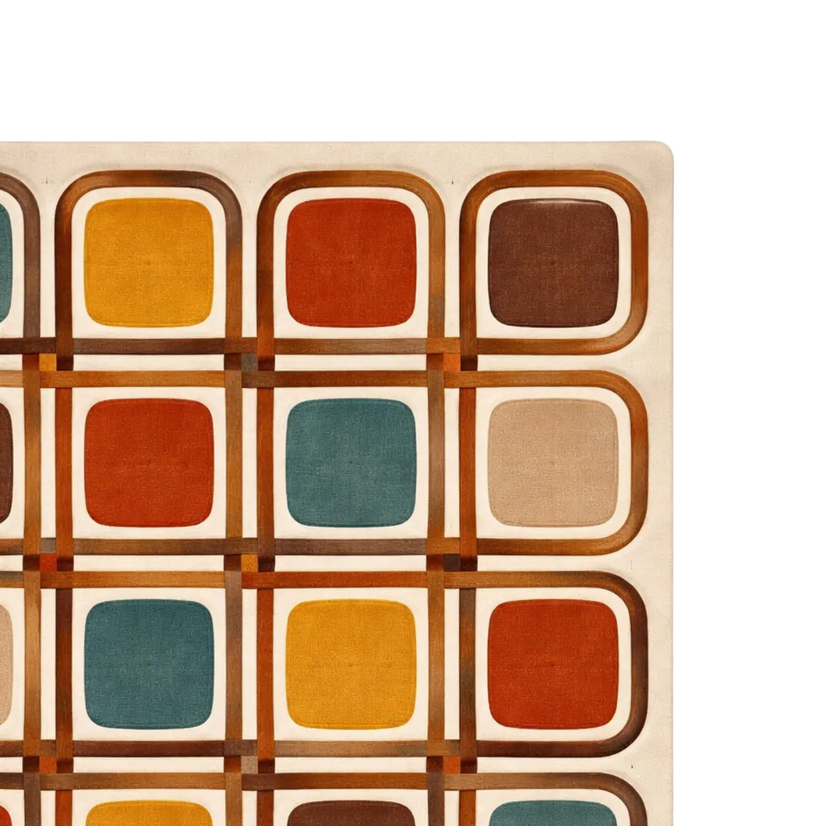 Multicolor Retro Grid Mid-Century Hand-Tufted Wool Area Rug