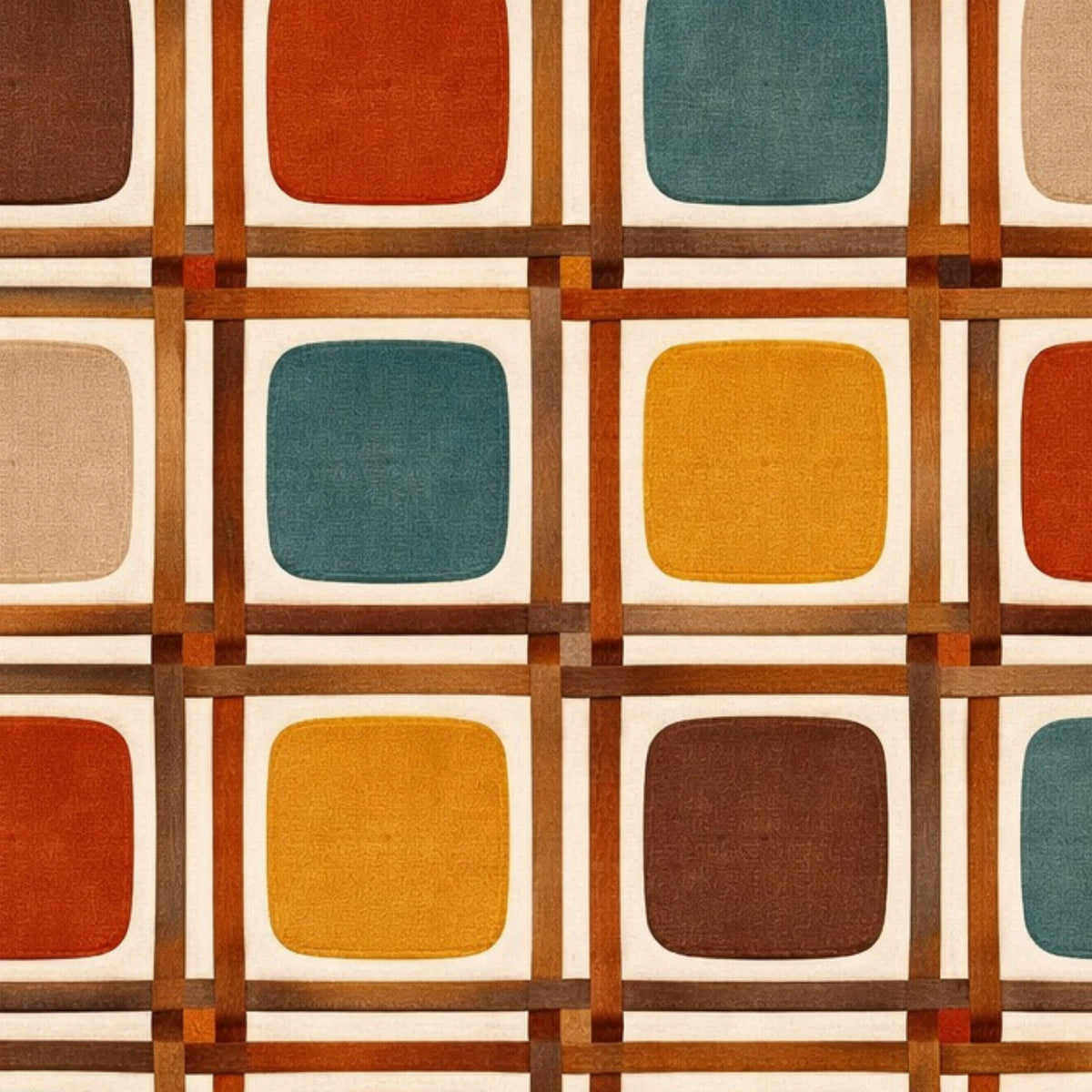 Multicolor Retro Grid Mid-Century Hand-Tufted Wool Area Rug