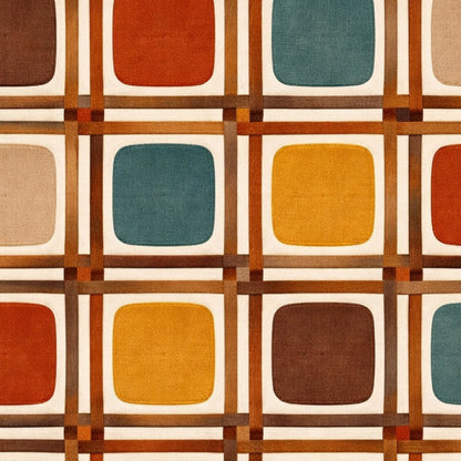 Multicolor Retro Grid Mid-Century Hand-Tufted Wool Area Rug