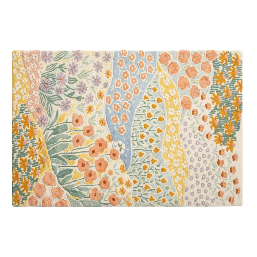 Multicolor Wildflower Meadow Pastel Hand-Tufted Wool Area Rug