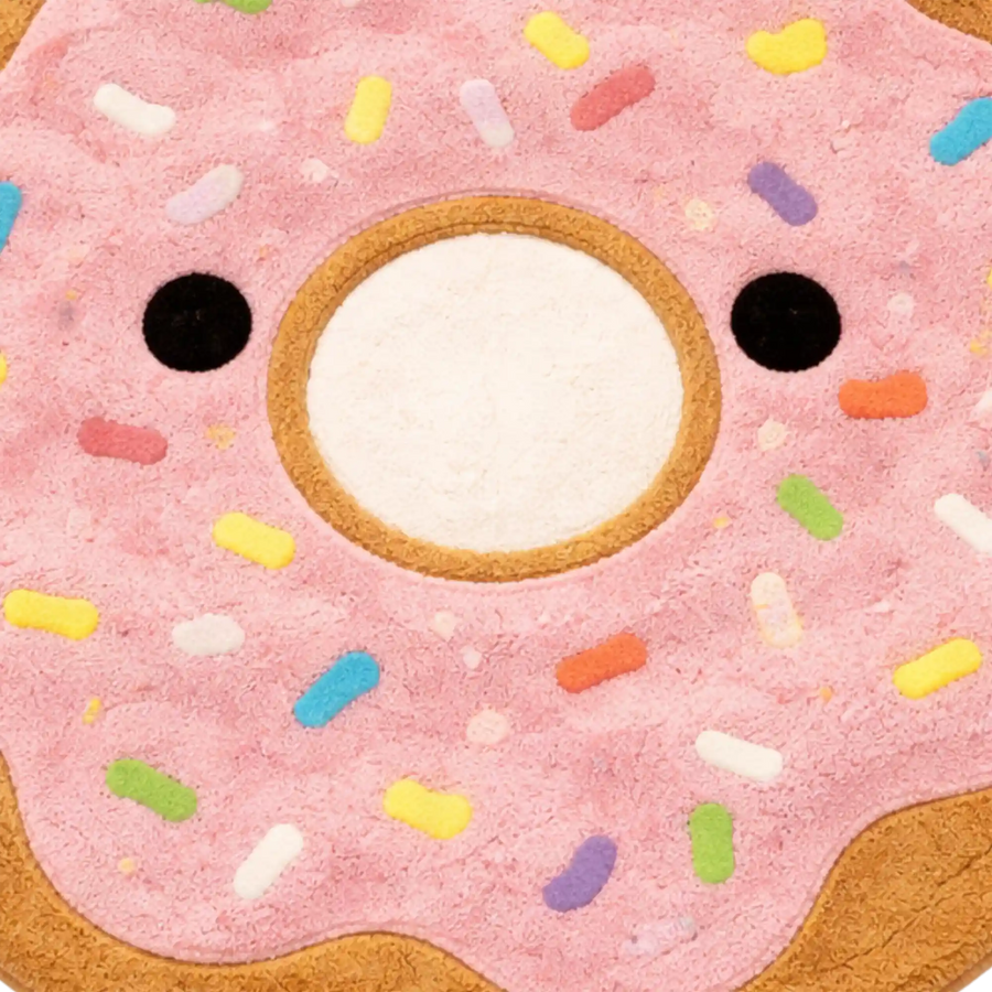 Pink Cute Donut Round Hand-Tufted Wool Area Rug