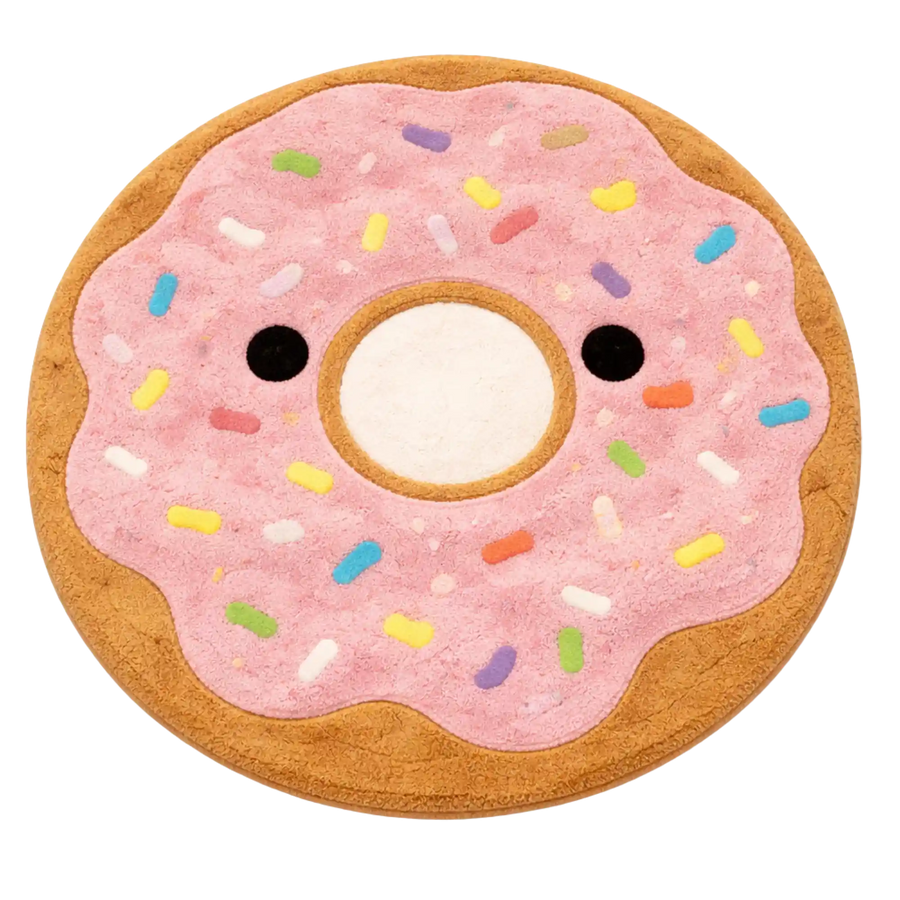 Pink Cute Donut Round Hand-Tufted Wool Area Rug
