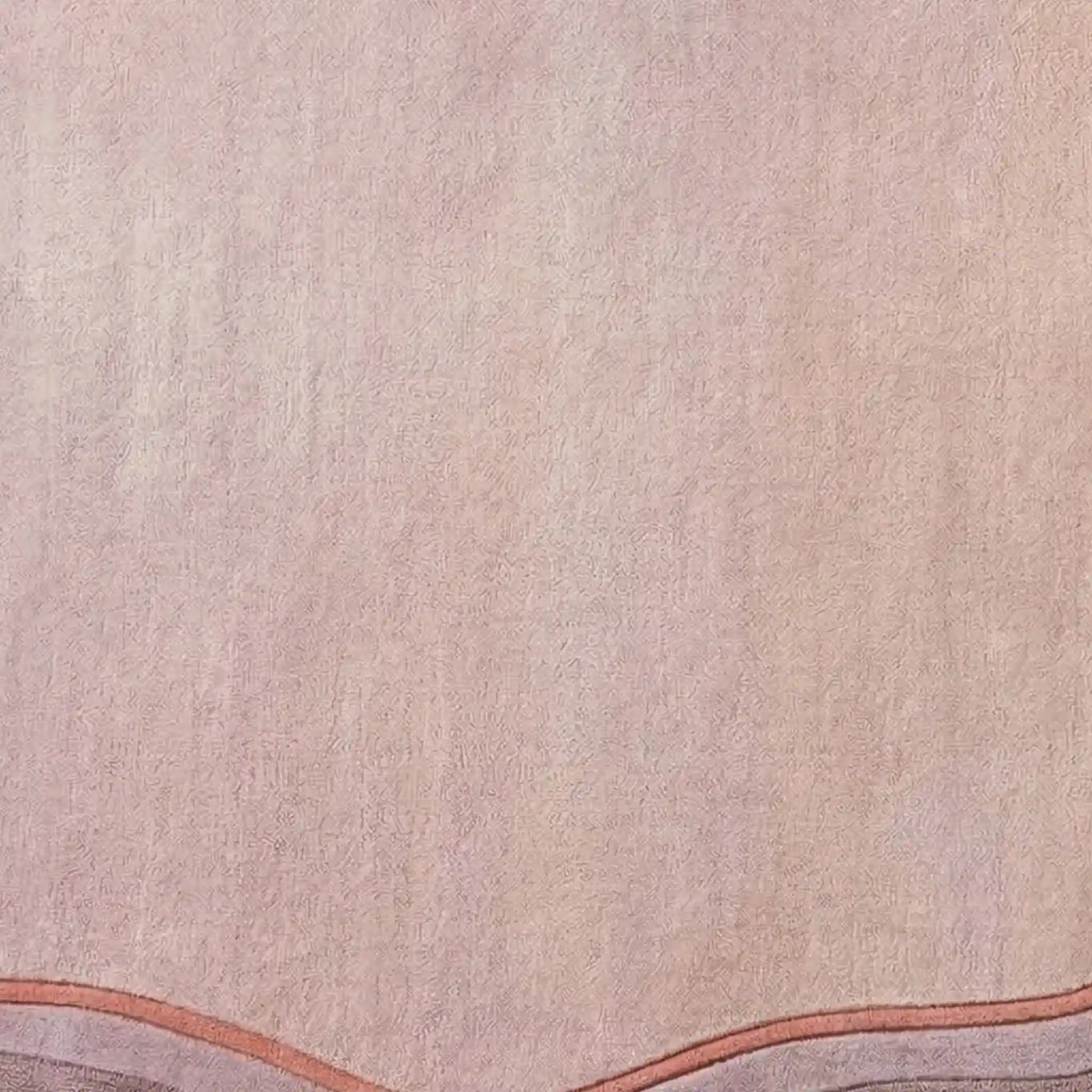 Hand-tufted pink pastel statement rug with layered lavender and peach borders in an elegant organic silhouette