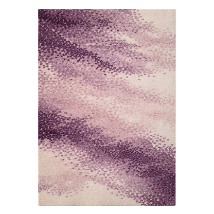 Purple abstract gradient hand-tufted wool area rug with soft lavender and plum tones