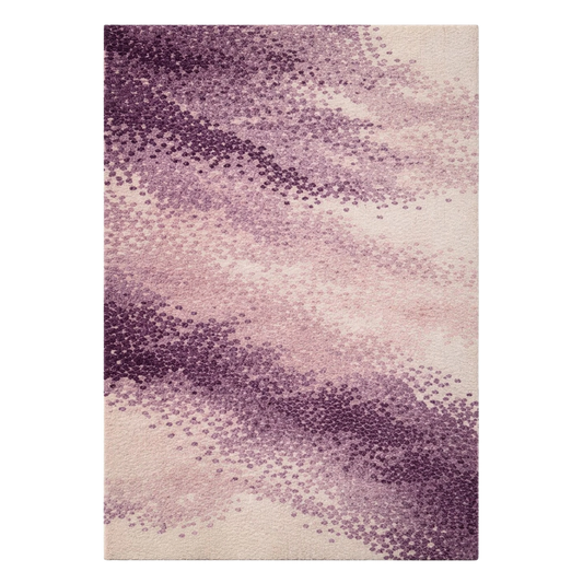 Purple abstract gradient hand-tufted wool area rug with soft lavender and plum tones