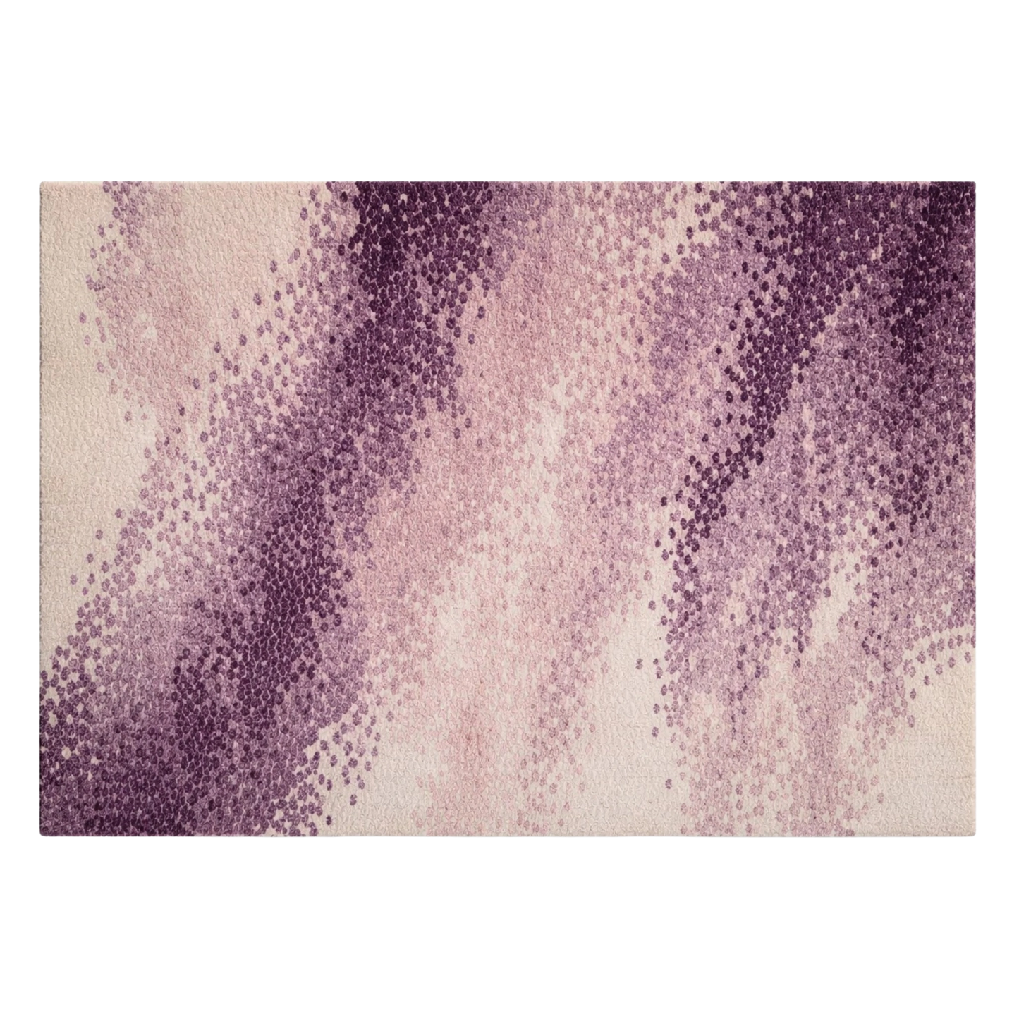 Modern wool rug with blended purple hues and dot texture gradient design