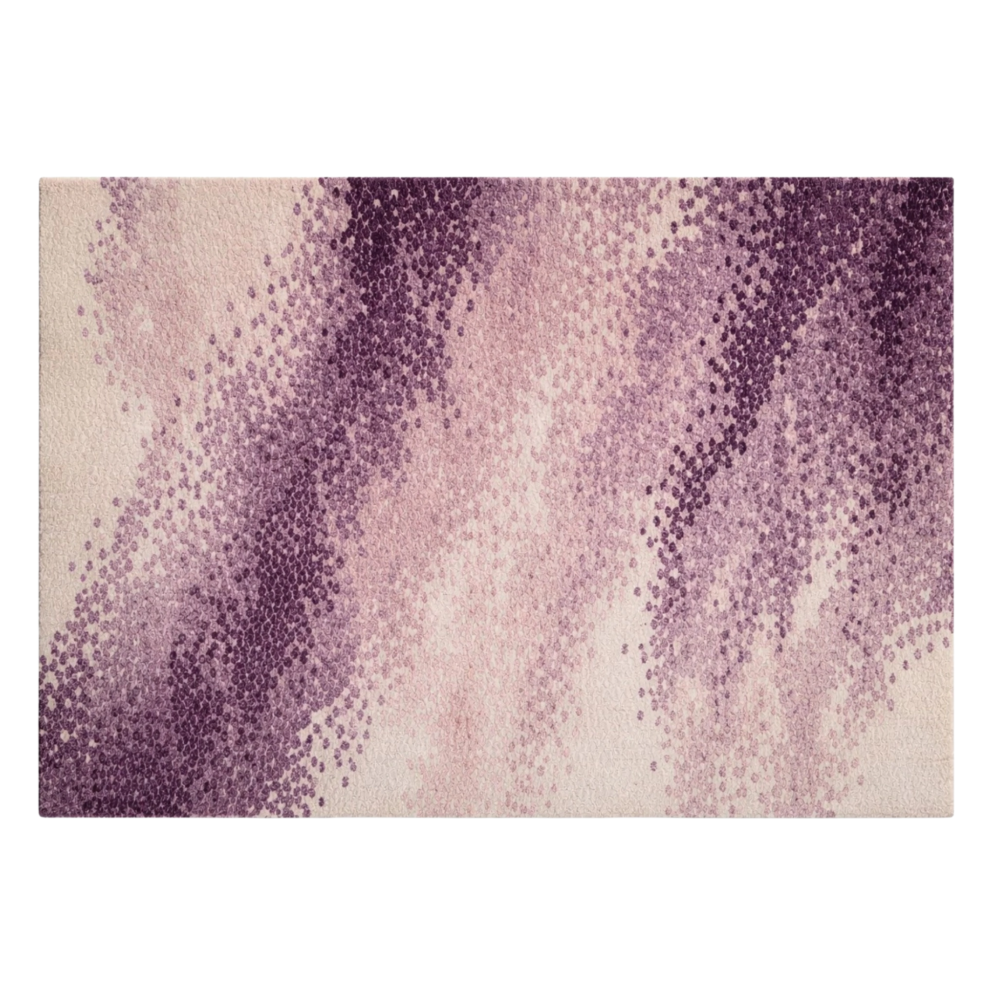 Modern wool rug with blended purple hues and dot texture gradient design