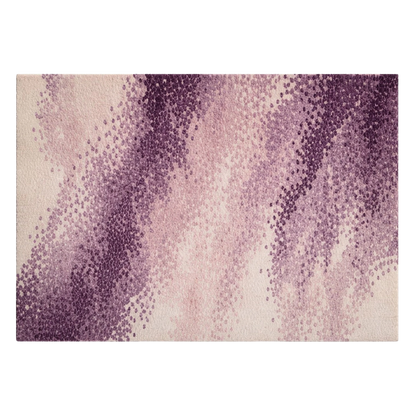 Modern wool rug with blended purple hues and dot texture gradient design
