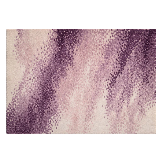 Modern wool rug with blended purple hues and dot texture gradient design