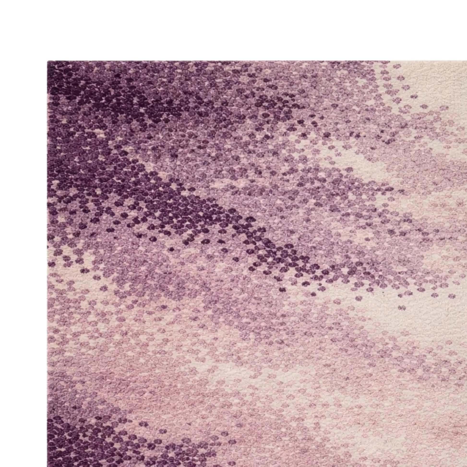 Hand-tufted wool area rug with soft purple gradient pattern for modern interiors