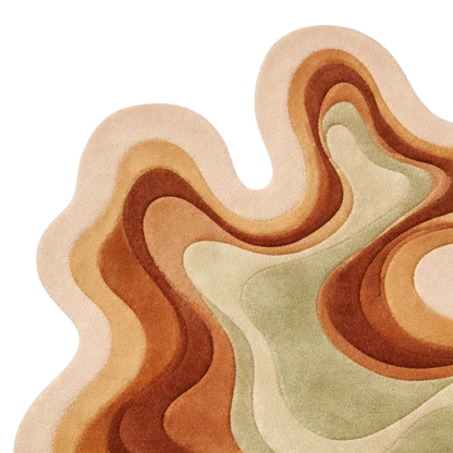 Contemporary hand-tufted wool area rug with topographic pattern and soft curved edges