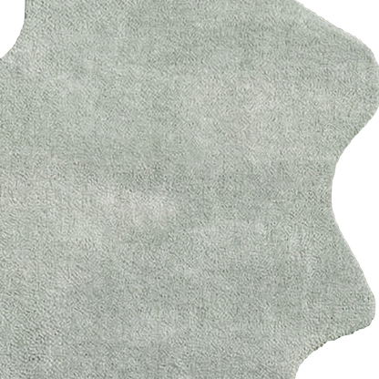 A close-up of a light gray textured material swatch with a wavy cutout edge on a white background.