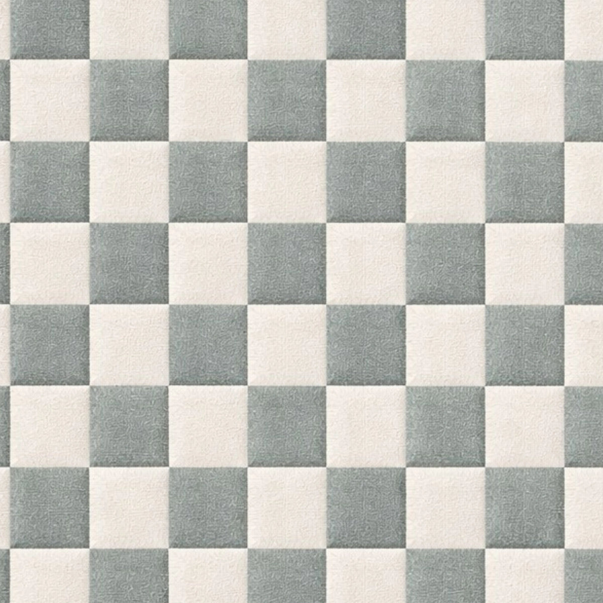 A close-up of a checkered pattern with alternating light gray and off-white squares, showing a soft fabric or carpet-like texture.