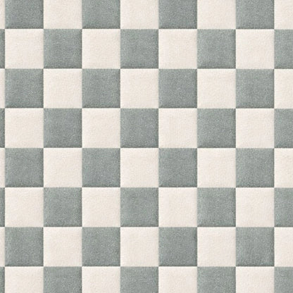 A close-up of a checkered pattern with alternating light gray and off-white squares, showing a soft fabric or carpet-like texture.