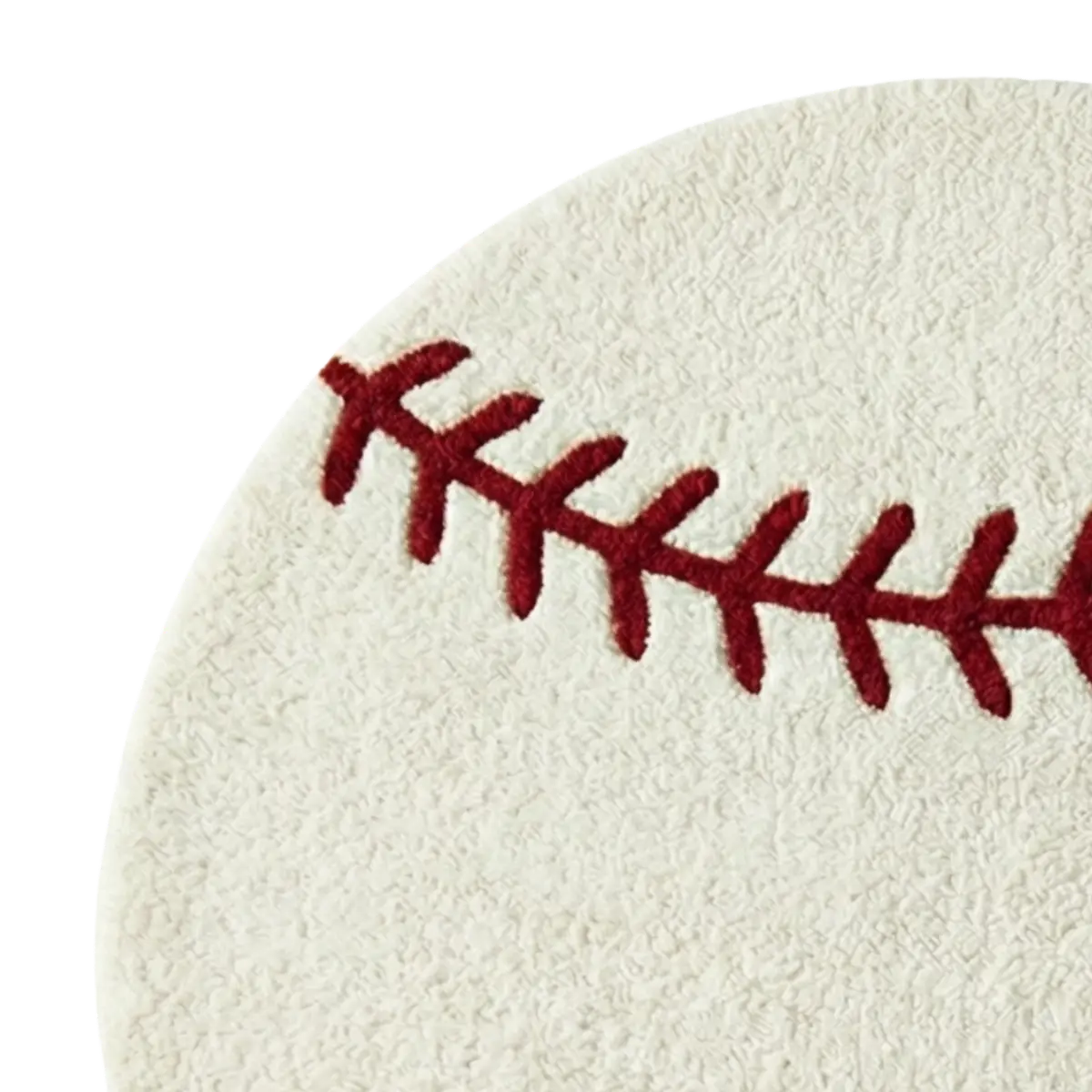 Close-up of a white baseball with red stitching on a white background