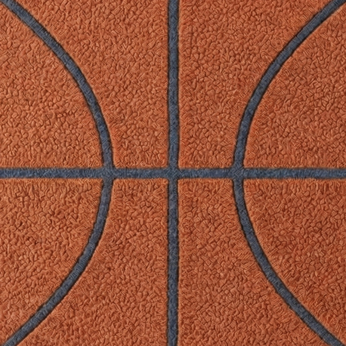 Close-up of a basketball with visible texture and lines.