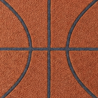 Close-up of a basketball with visible texture and lines.
