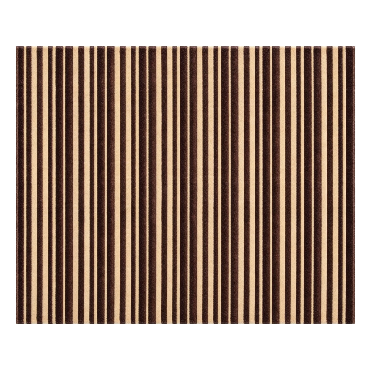 Striped brown and beige rug on a white background