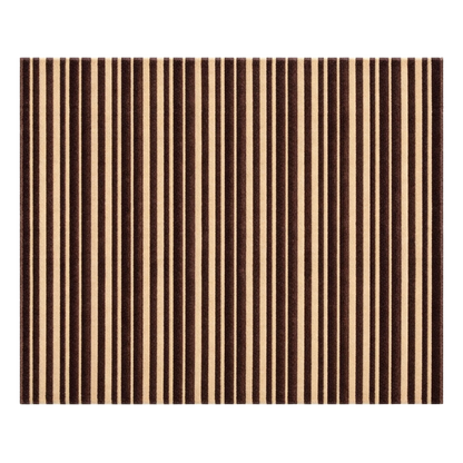 Striped brown and beige rug on a white background