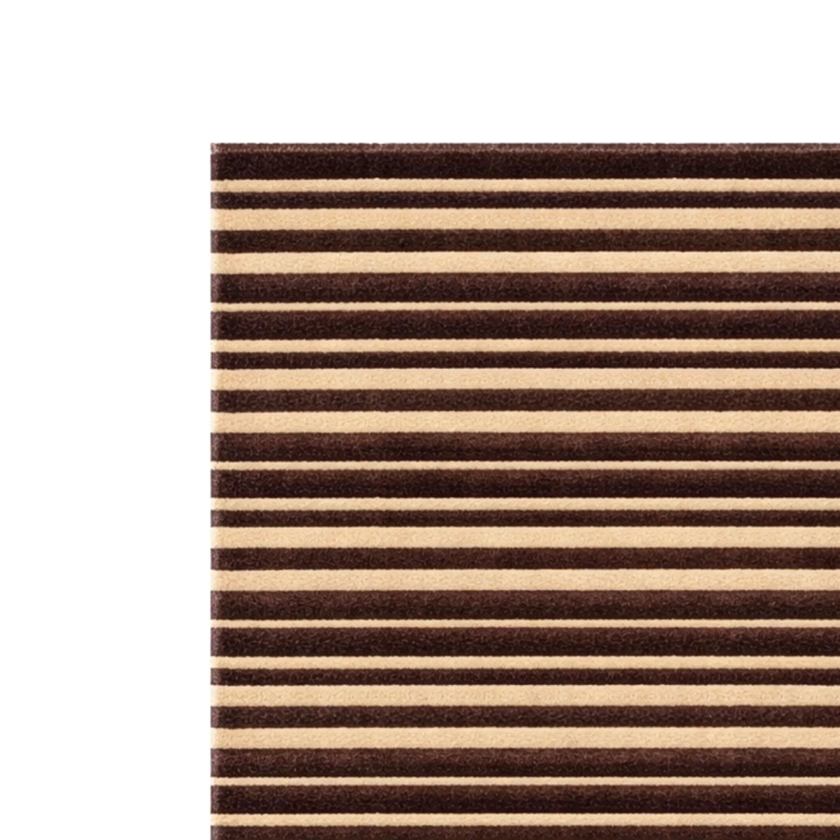 Striped brown and beige rug on a white background
