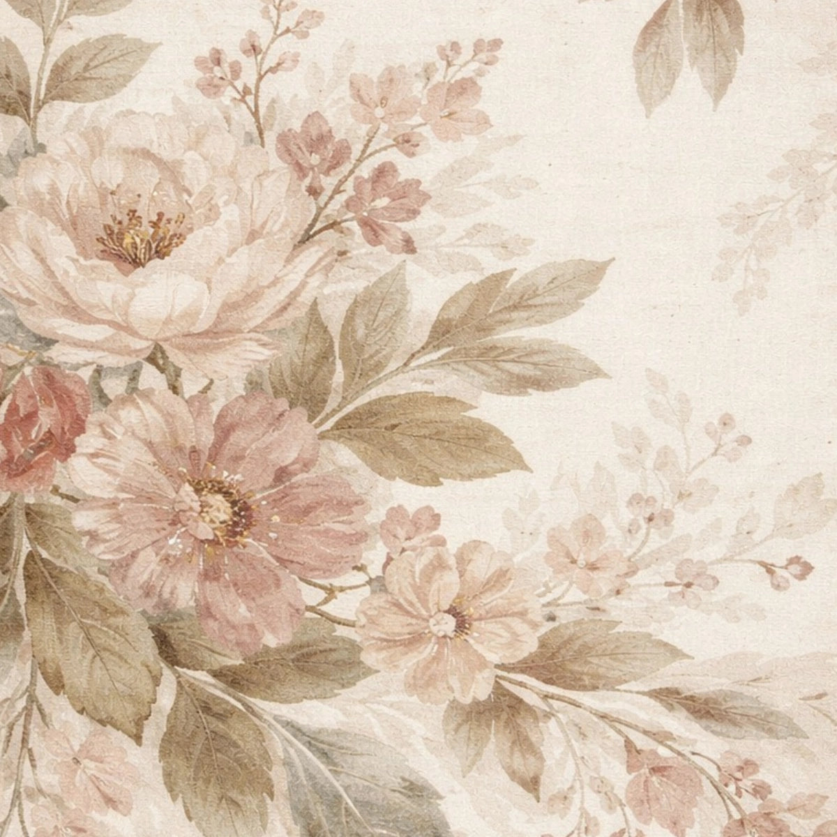 Floral pattern with pink and beige flowers on a light background