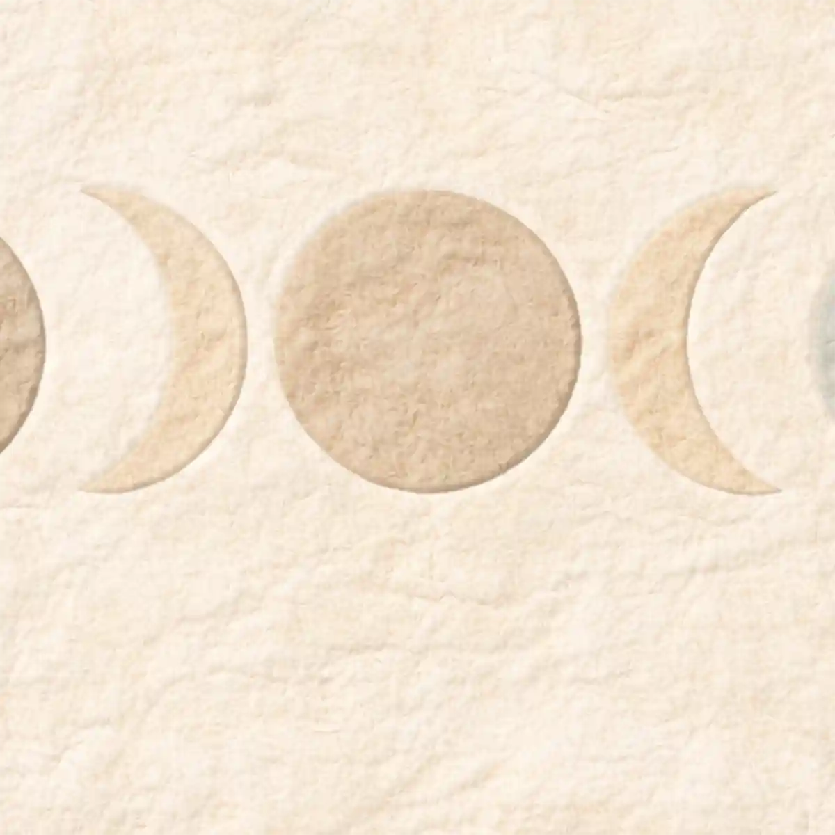 Decorative design of moon phases on a textured beige background