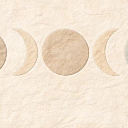 Decorative design of moon phases on a textured beige background