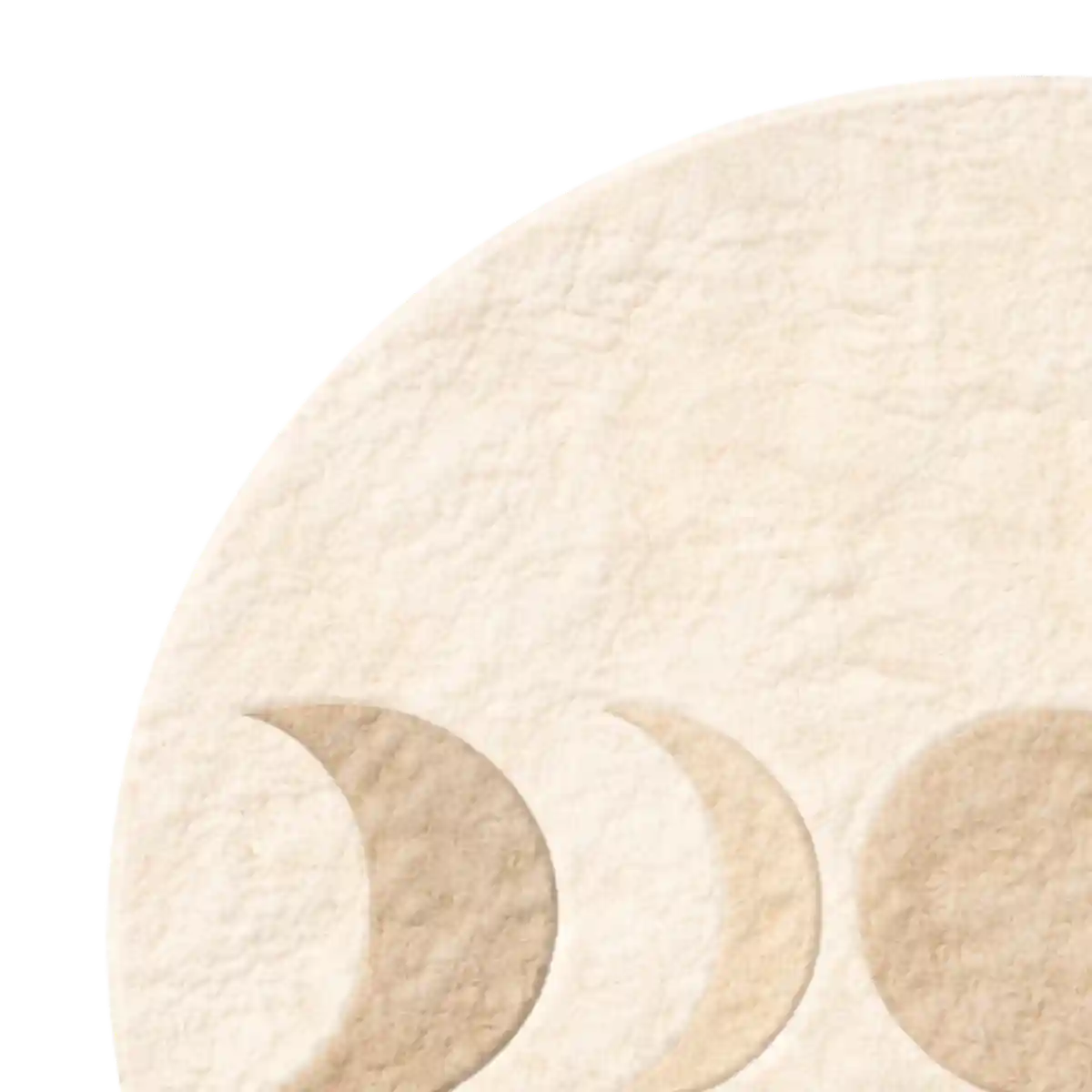Three circular phases of the moon on a beige background