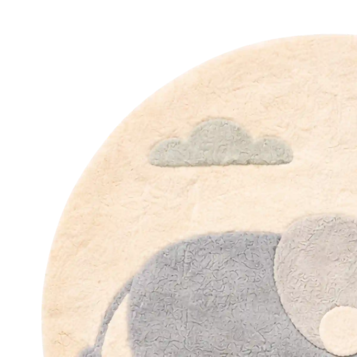 Round rug with elephant design on a white background