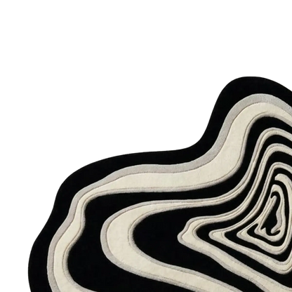 Contemporary irregular shaped handmade wool rug with abstract topographic-inspired pattern