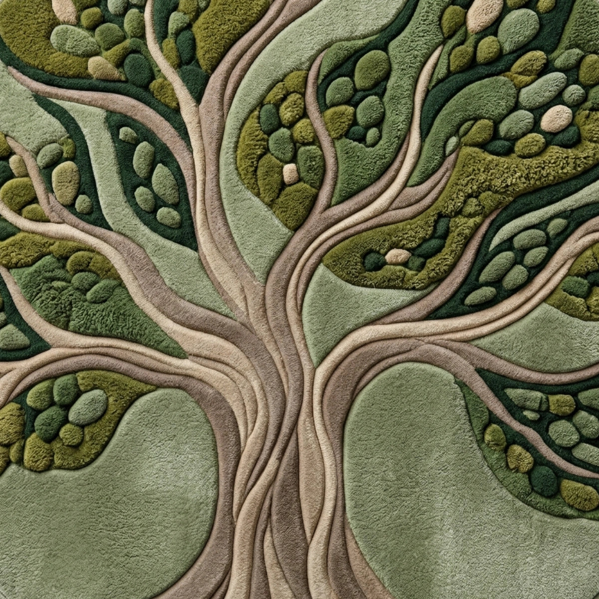 Textured design of a tree with green and brown colors